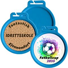 Plastmedalje Resirkulert Lyseblå ø60mm