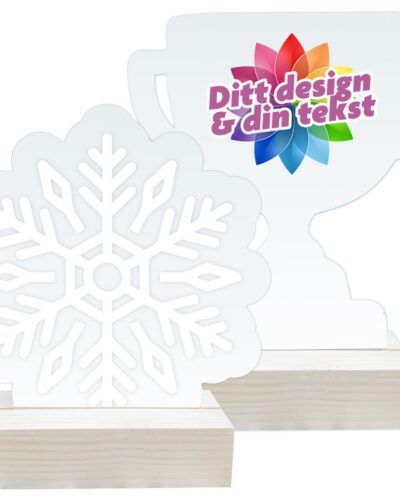 Resirkulert akrylstatuett på tresokkel - lasergravert eller UV-printet