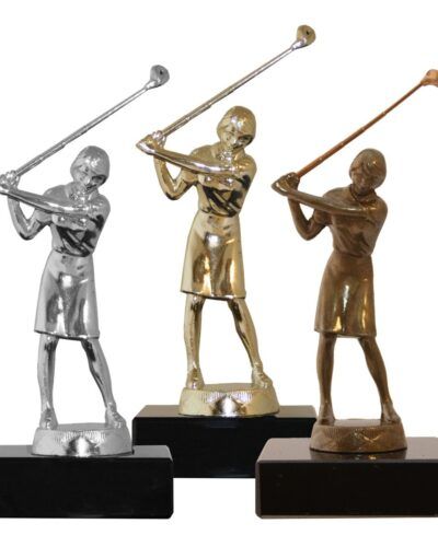 Golfspiller Dame Metallstatuett