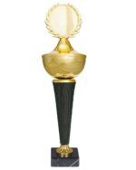 Gullpokaler med sorte detaljer