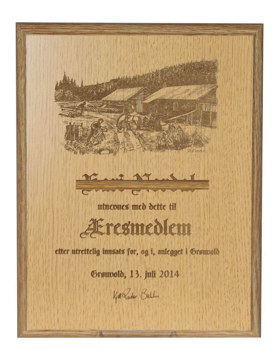 Lys treplakett som kan lasergraveres direkte