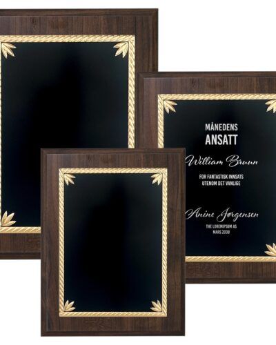 Plakettserie med sort og gull-detaljer