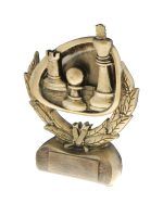 Sjakkbrikker statuett i gullvalør