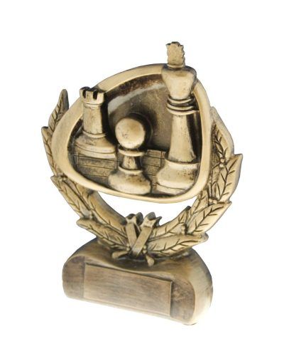 Sjakkbrikker statuett i gullvalør