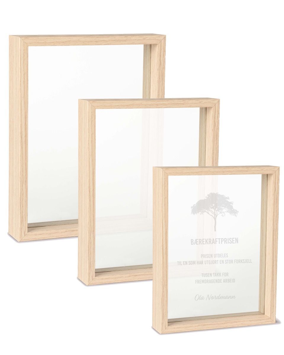 Glassplaketter med treramme