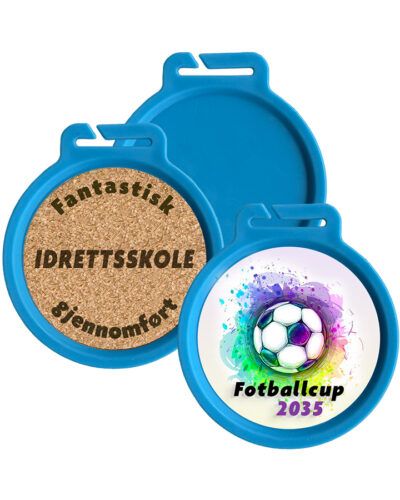 Plastmedalje Resirkulert Lyseblå ø60mm