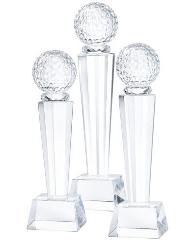 Golfstatuett i glass